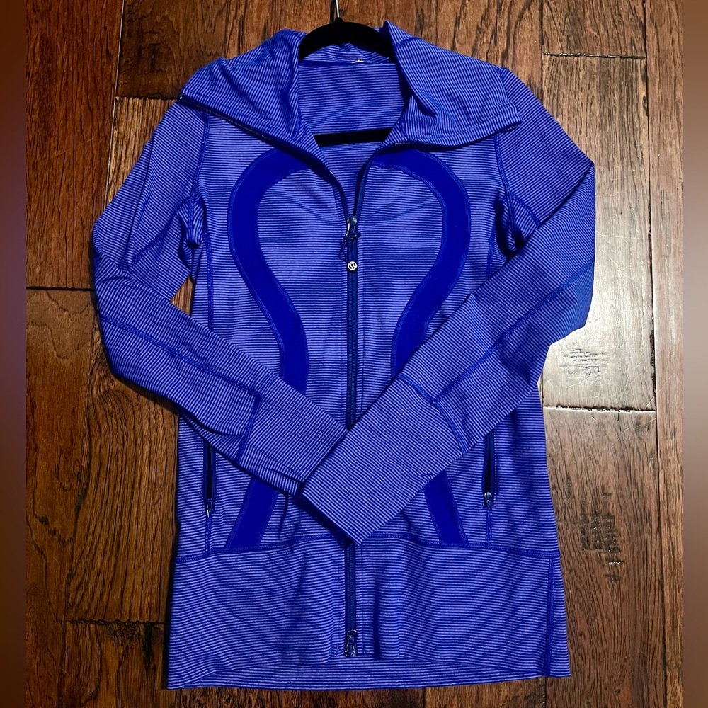 Lululemon Stride Full Zip Jacket Women's Size 6 Tonka Stripe Pigment Blue